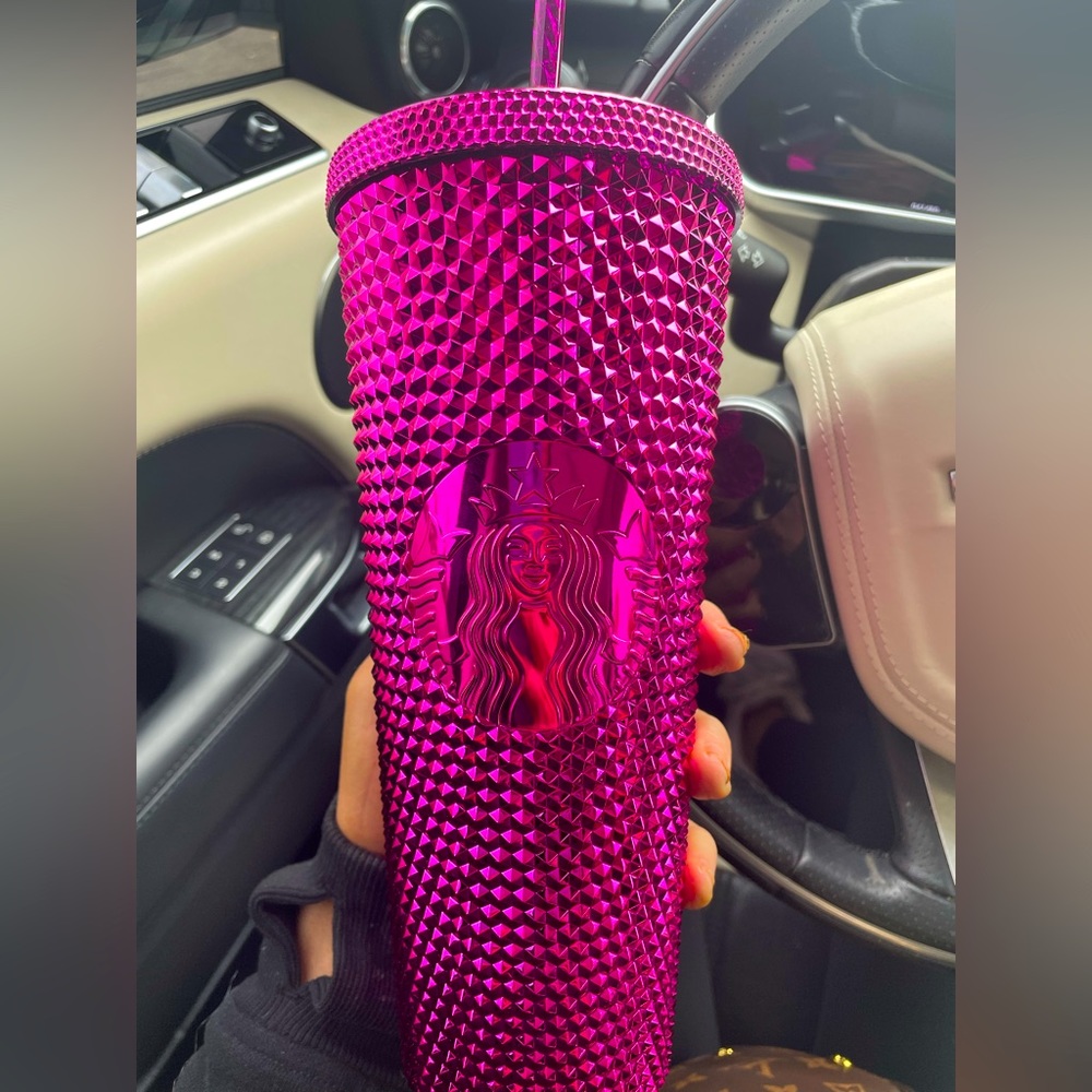 Starbucks 2022 Christmas studded pink metallic cup large